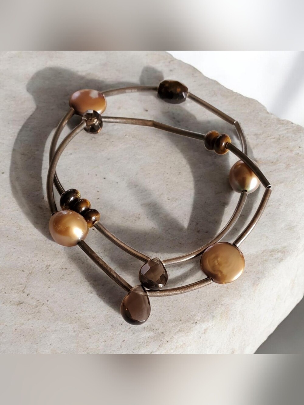 Vtg. 2pcs Sterling Silver Tube Stretch Bracelet by Silpada